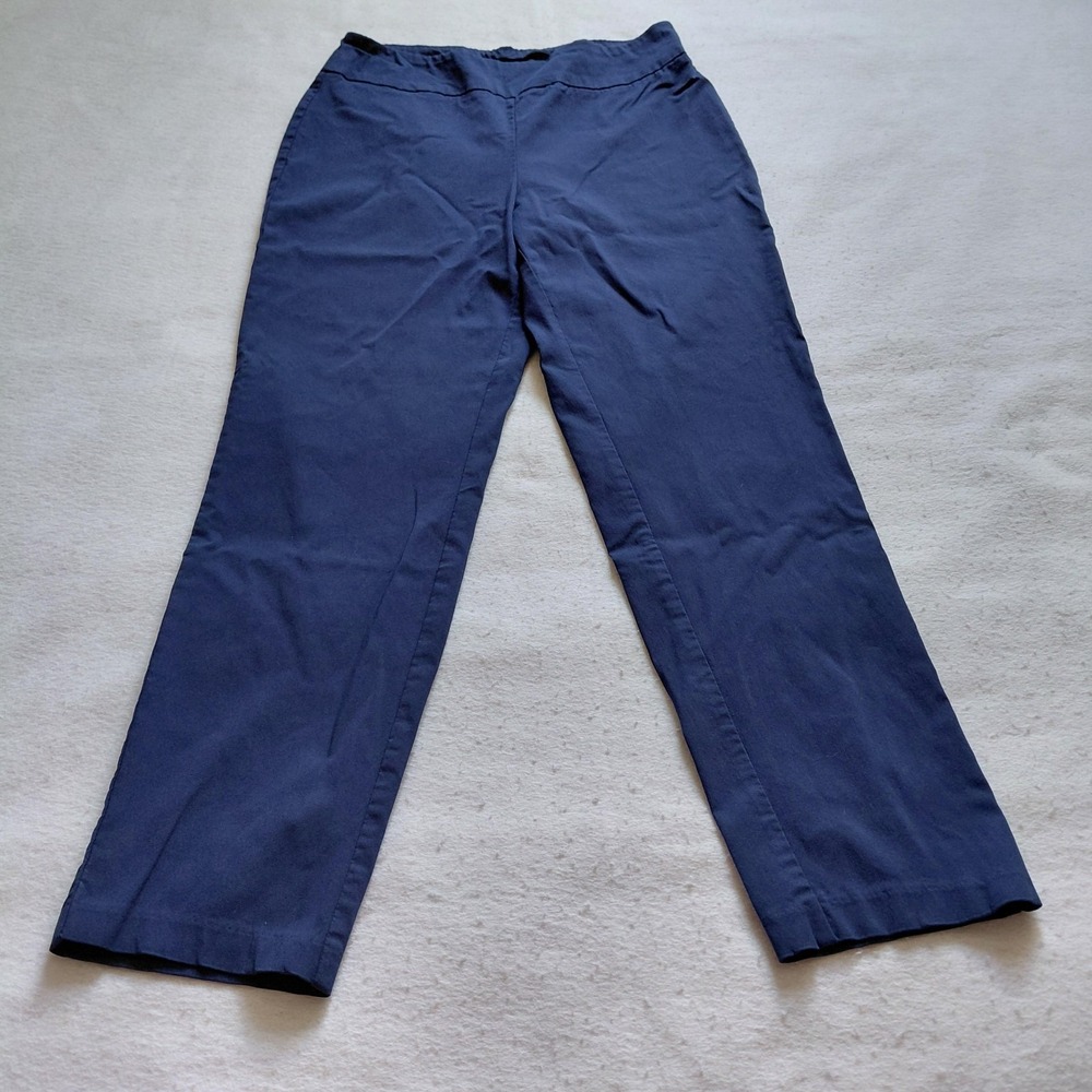 Chadwicks Stretch Dress Pants Womens 14 Blue Pull On Trousers Work Rayon Blend